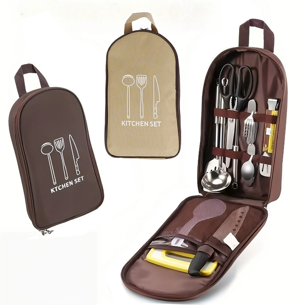 Camping Cooking Utensil Organizer - Tragbare Outdoor-Kochtasche, Camping-Aufbewahrungstasche, tragbare Reise-Utensilientasche, Picknicktasche,