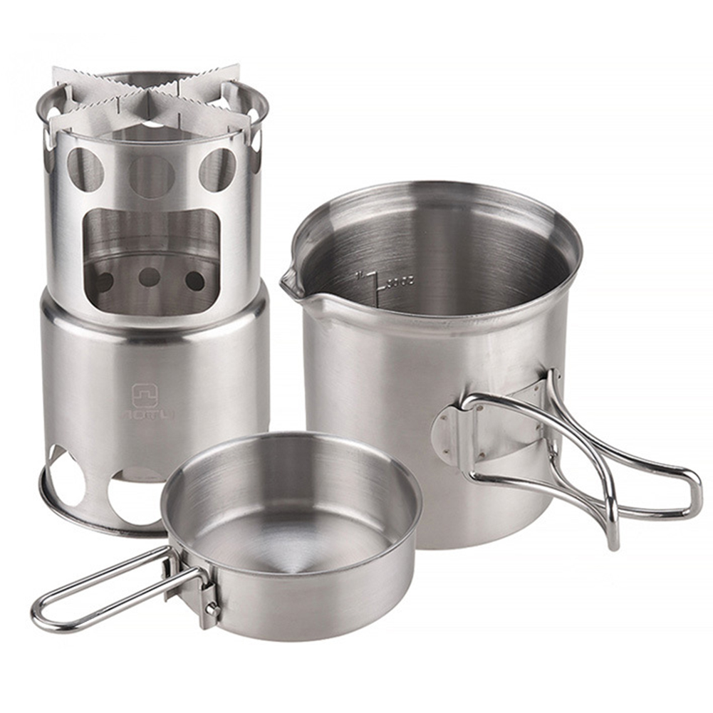 Camping Cooking Options - Camping-Kochgeschirr, tragbarer Holzofen, integrierte Messwaage, vielseitige