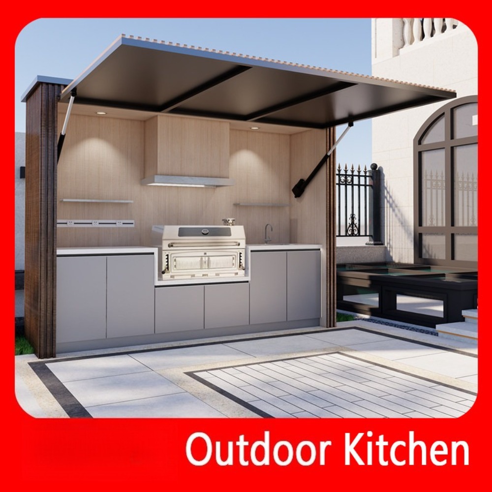 Camping Cooking And Dining Set - Mobile Outdoor-Kücheninsel Faltbare BBQ-Grillstation Multifunktionaler Garten-Kochwagen
